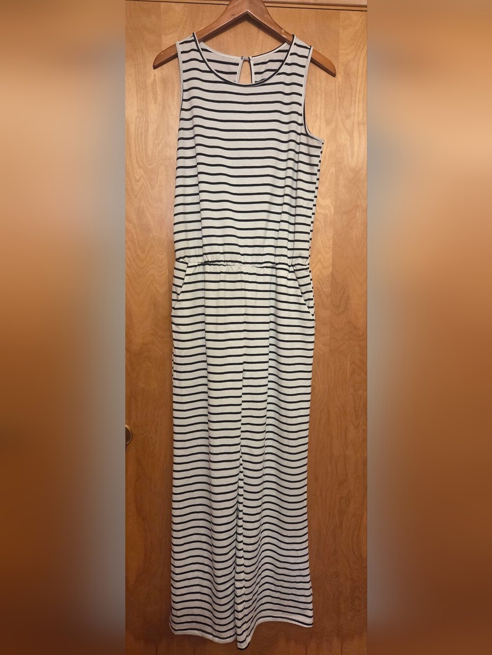 Striped Sleeveless Pants Jumpsuit - White and Black
